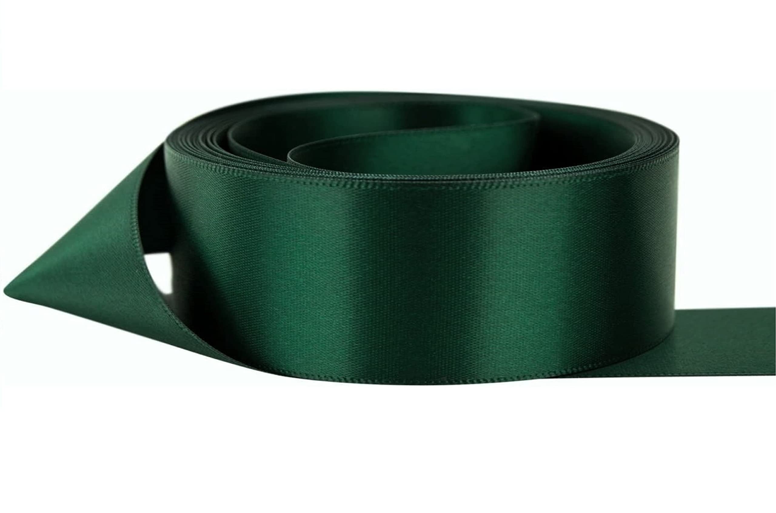 Double Sided Satin Ribbon 25mm x 10 Meters, Wedding Favours Home Decoration Easter Christmas, Bows Car, Sewing, Balloons Hairs, DIY, Bouquets (Dark Green)