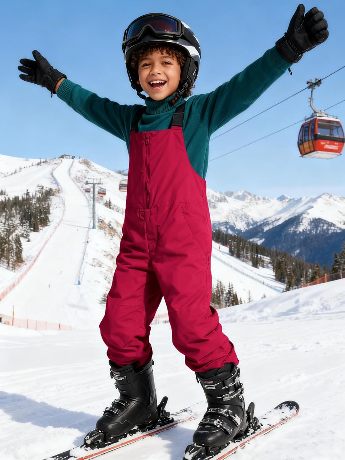 Haloumoning Boys Snow Bibs Kids Ski Pants Waterproof Insulated Snowboard Winter Overalls 5-14 Years