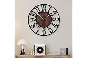 Wall decorative antique 16 Inch or Large Silent Non Ticking Black Metal...