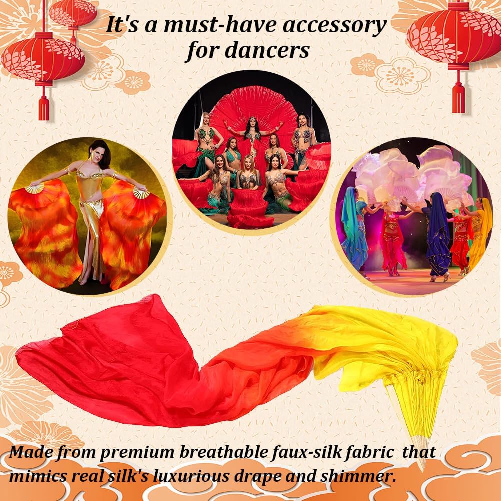 Belly Dance Artificial Silk Fan Veils 1 Pair(Left+Right) Long Fans Dance Performance Accessories - Image 8