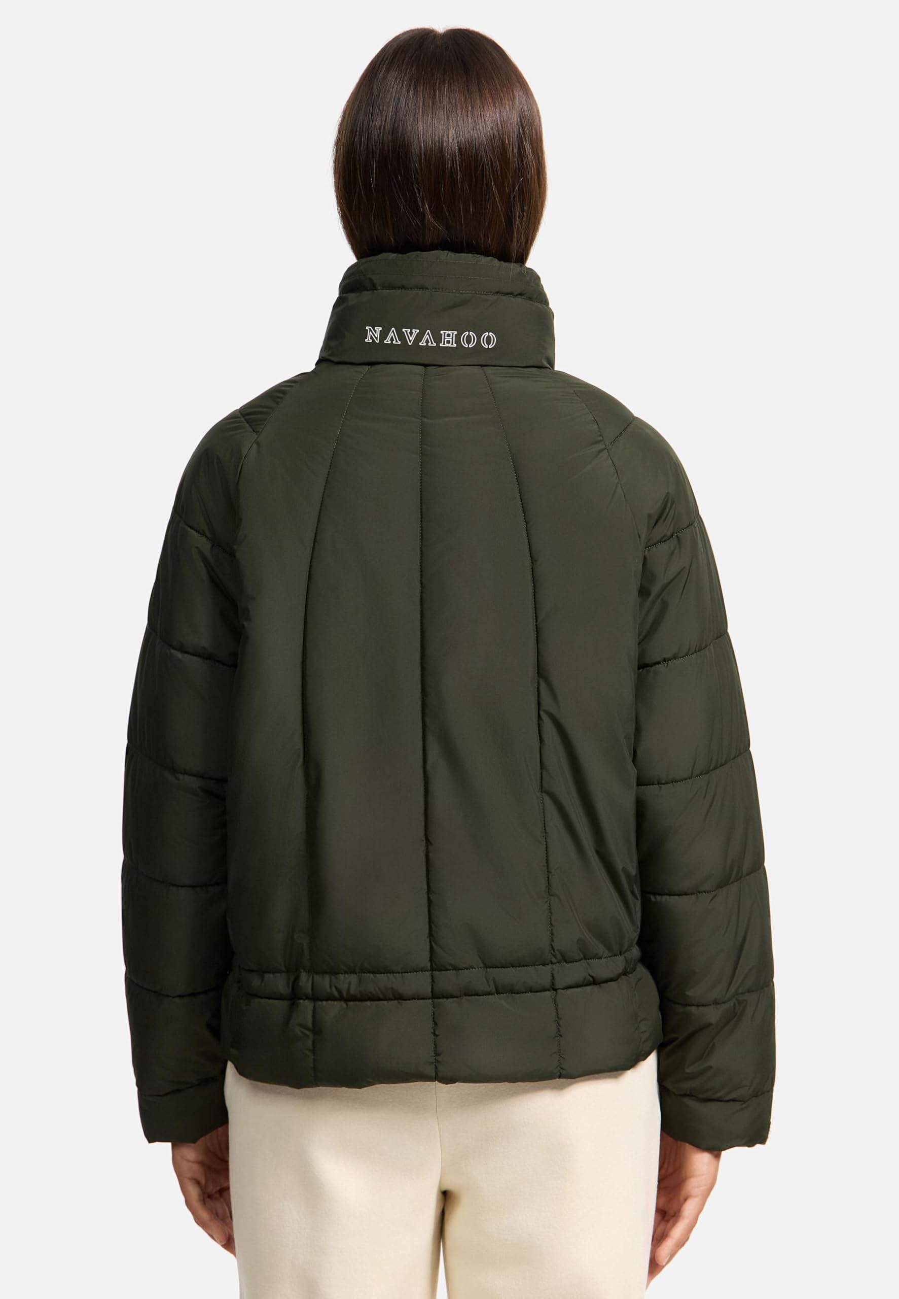Navahoo leichte Damen Steppjacke kurze Übergangsjacke oversized mit Fledermausärmeln Luftzauber 14 XS-XXL