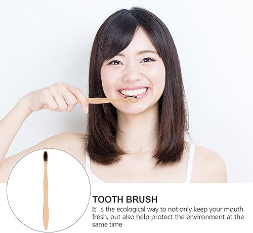 Miniatura 5 de Healifty Juego de cepillo de dientes de bambú 6pcs Cepillo de dientes Cepillo de dientes Cerdas naturales ecológicas