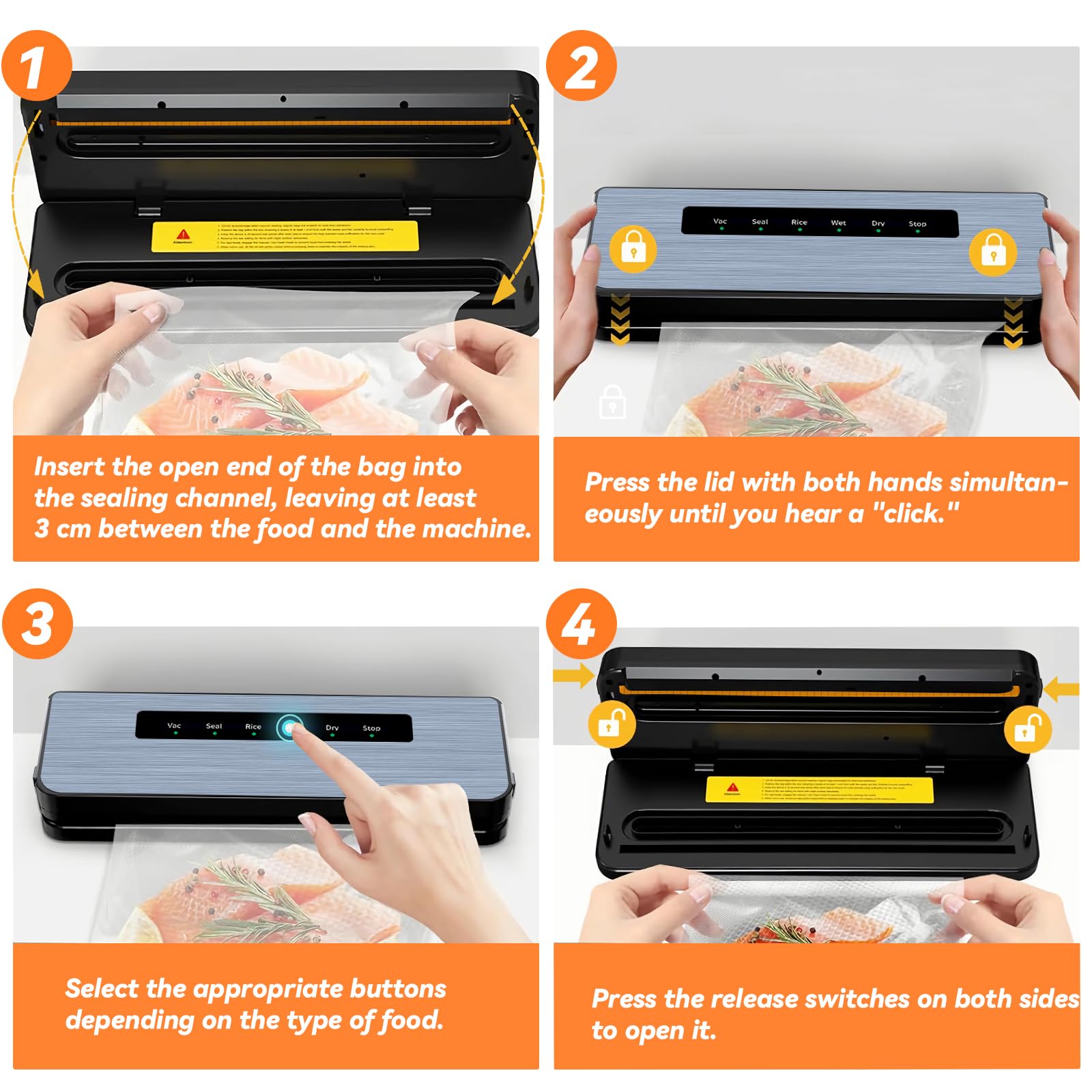 Machine Sous Vide Alimentaire 5 en 1, Appareils de Mise Sous Vide Compacte, 50 Sacs Sous Vide Inclus, Machine à Sceller Sous Vide pour Aliments Secs et Humides, Pour la Conservation des Aliments