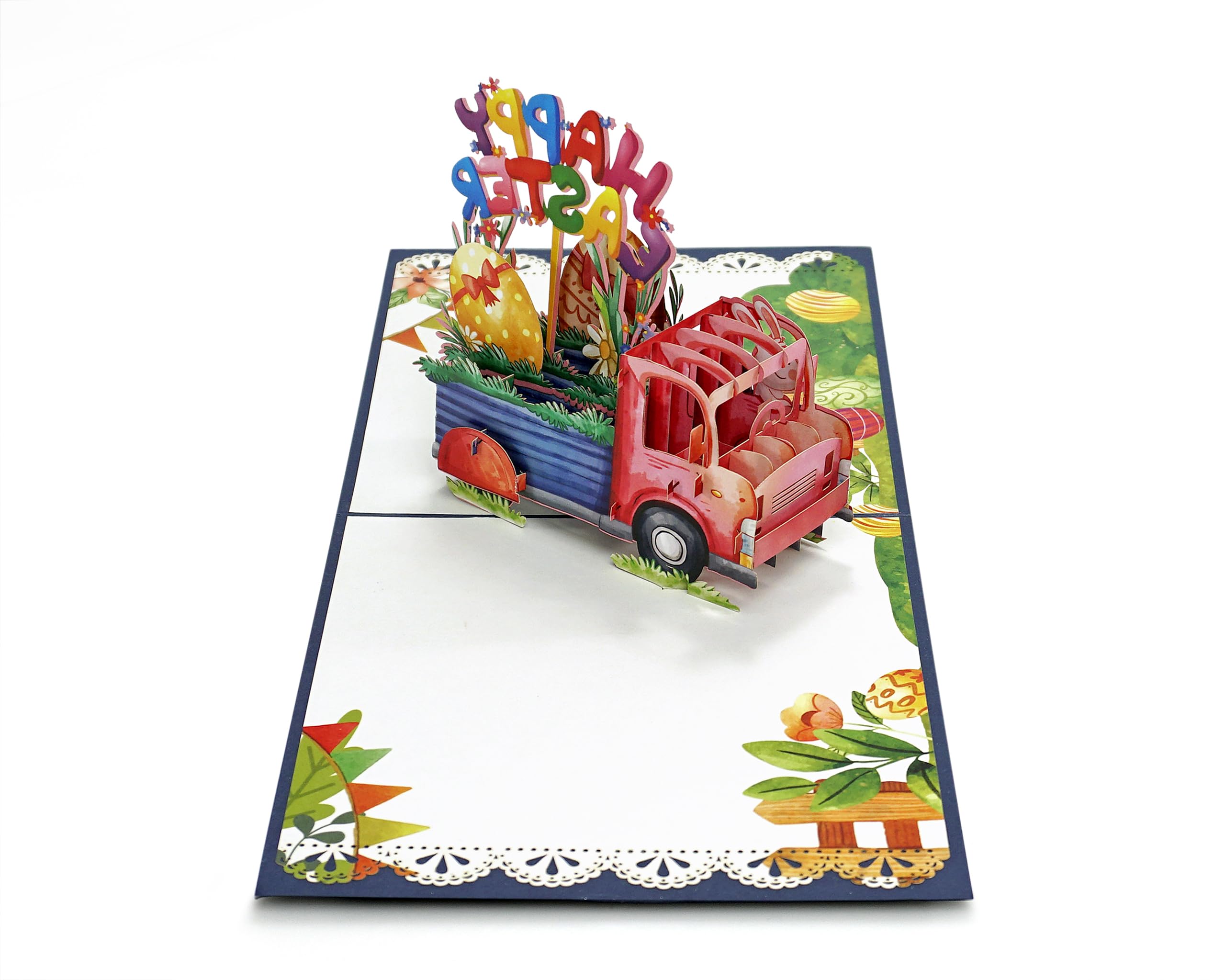 Senticut Happy Easter Bunny Truck Pop Up 3D card.A delightful surprise Easter greeting card for Kids,Children,Family and Friends. 15cmx15cm (Easter Truck) - Image 3