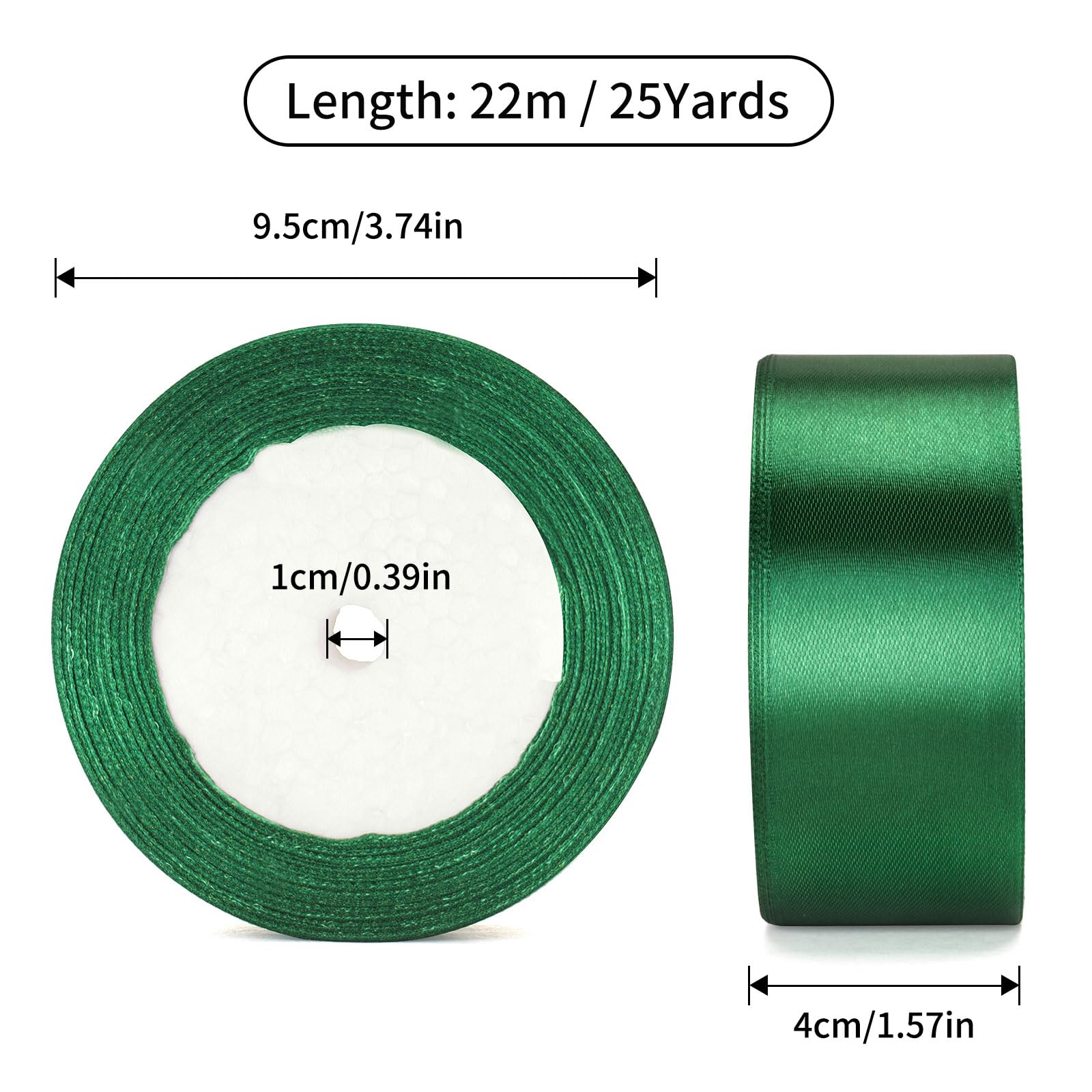 G2PLUS Dark Green Satin Ribbons 40mm: Decorative Gift Wrapping Ribbon for St Patrick's Day, Crafting, Party Decoration, 22m - Image 3