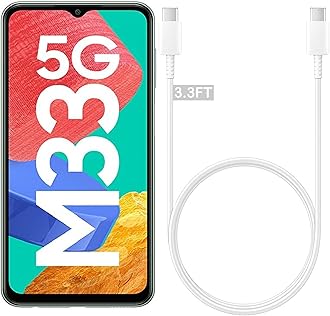 Samsung Type C to C Data Charging Cable Compatible with Samsung M33 5G and Other TYPE-C Devices 1 Meter USB-C Cord for Charger 45W Support Galaxy S23, S22, S21 Phone Super Fast Charge Cord, White