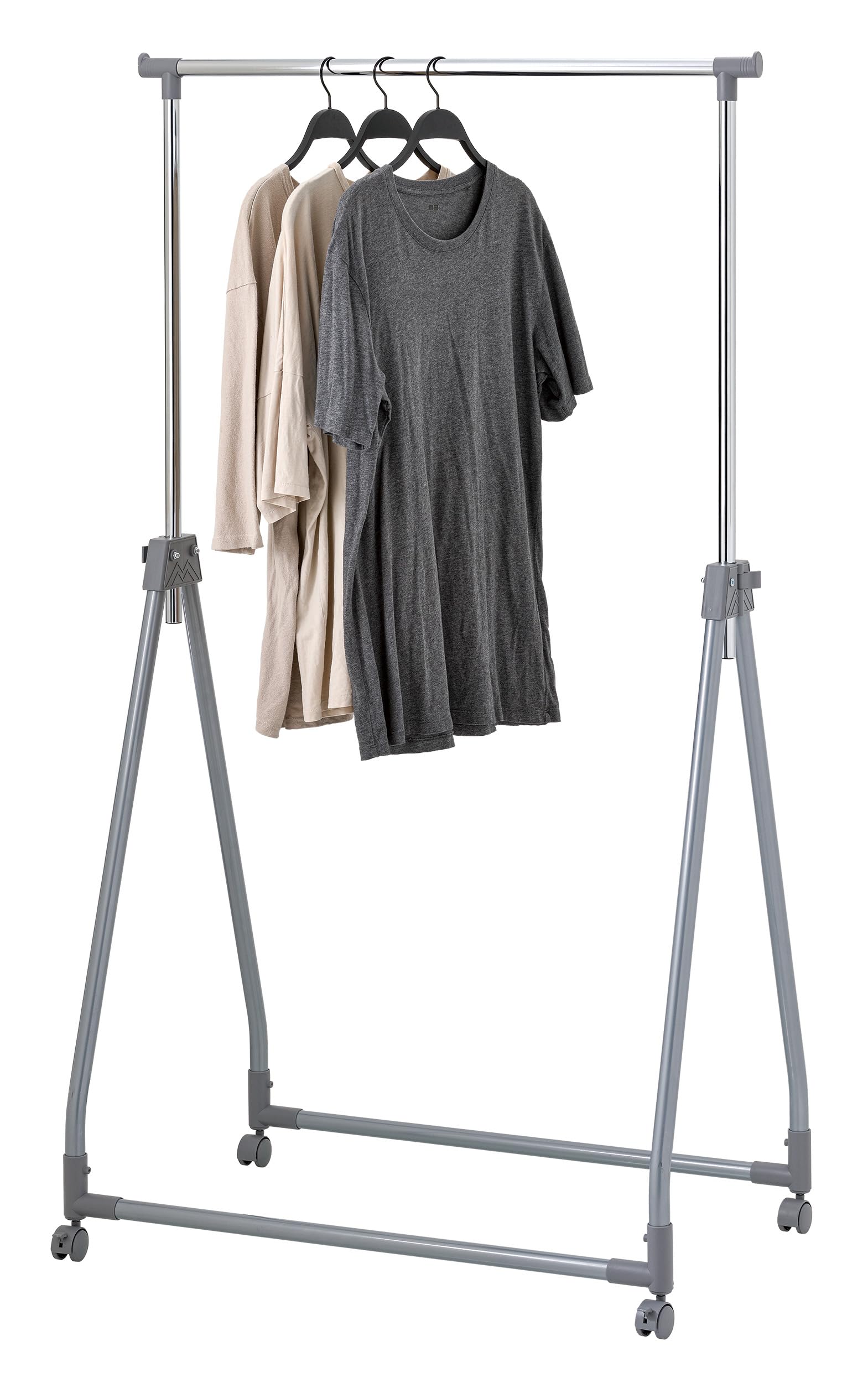 Heavy Duty Garment Rack Clothes Rack, Adjustable Clothing Rack Organizer, Single or Double Rail Hanging Rack with Optional Wheels & Shelves for Bedroom, Laundry, Closet & Retail Store (STYLE 3)