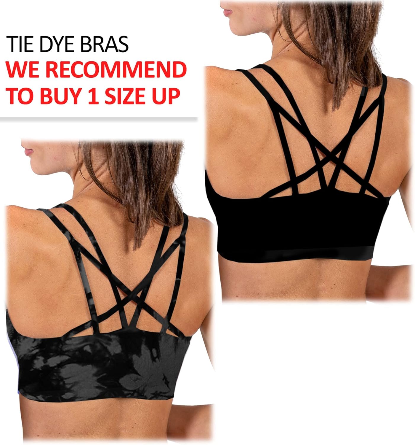 2 Pack Workout Sports Bras Women Removable Padded Strappy Criss Cross Gym Yoga Bra