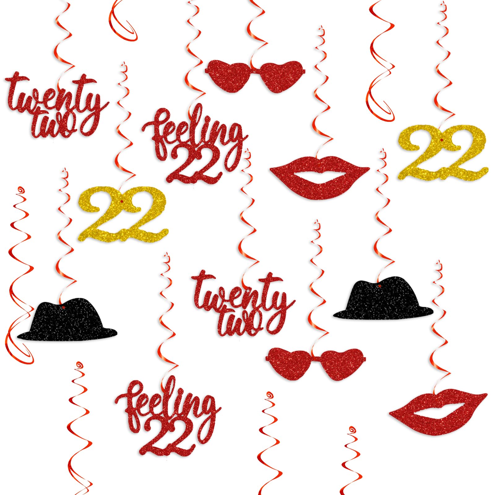 22. Geburtstag Party-Deko – 150 Teile, Schwarz/Gold/Rot Mit Glitzer, Taylor Swift Theme