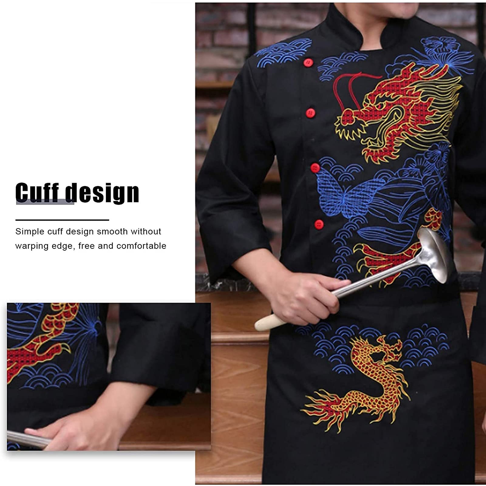 Ropa de Cocinero Profesional Chef Wear Western Restaurant Unisex Chef Coats Bakery Servicio De Alimentos De Panadería Chef Chef Uniforme (Color : White, Size : E(3XL))