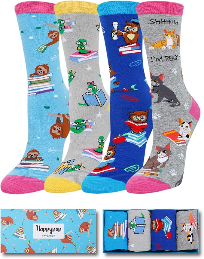 Amazon.com: HAPPYPOP Funny Socks for Women Teens Reading Socks Reading ...