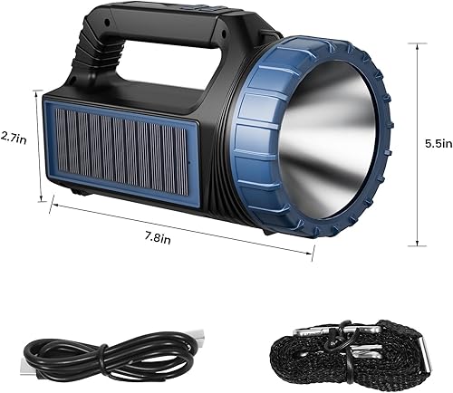 Miniatura 7 de Linterna solar, linterna solar para múltiples funciones de 8000 lúmenes con emergencia, linternas recargables portátiles brillantes para campamento,