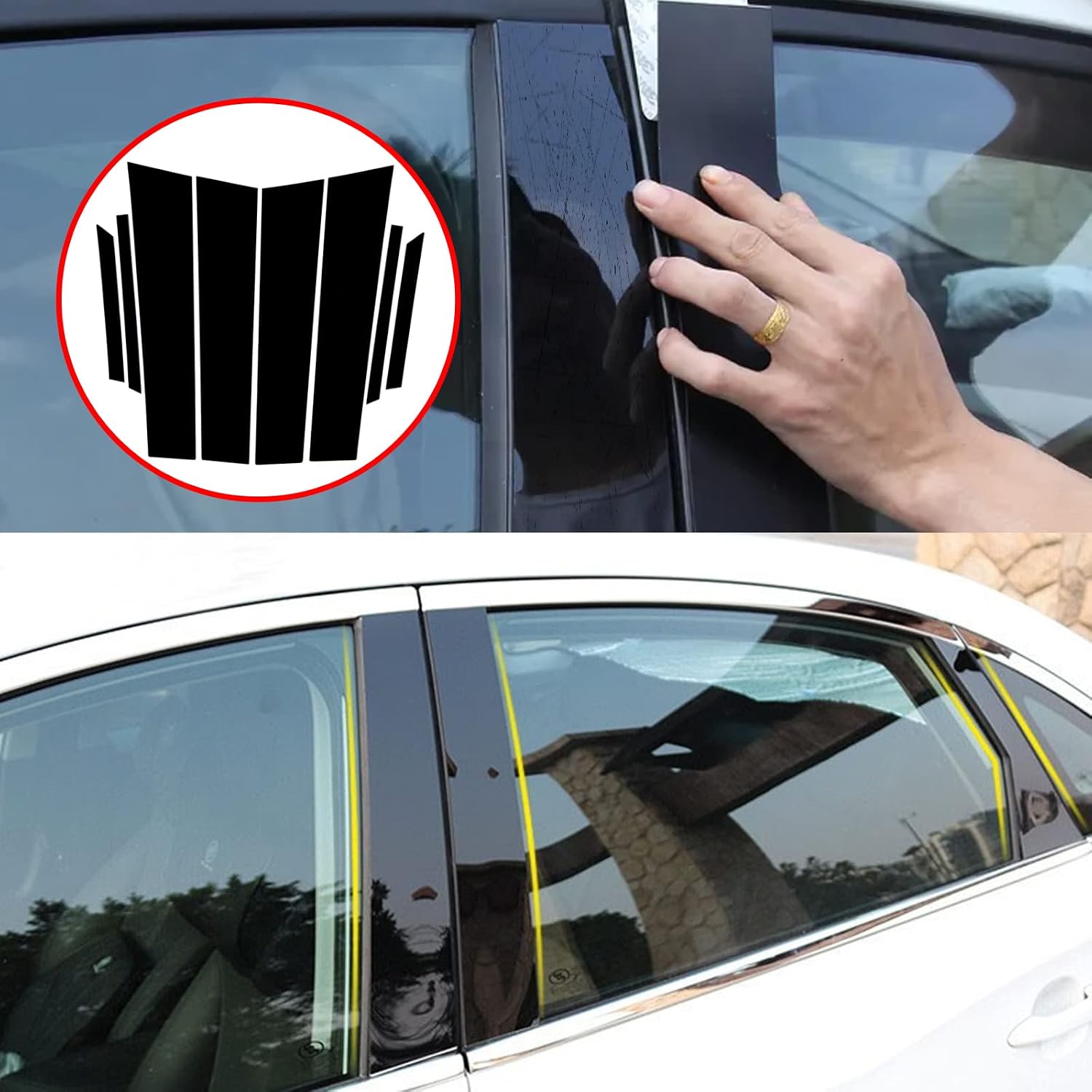 8PCS Polished Pillar Posts Fit for Toyota CHR C-HR 2018-2021 Car Window Trim Cover BC Column Sticker Chromium Styling Accessories