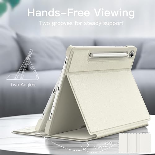 Miniatura 3 de JETech Funda para Samsung Galaxy Tab S9 de 11 pulgadas con soporte para bolígrafo S, funda protectora delgada para tablet, visión multiángulo (beige)