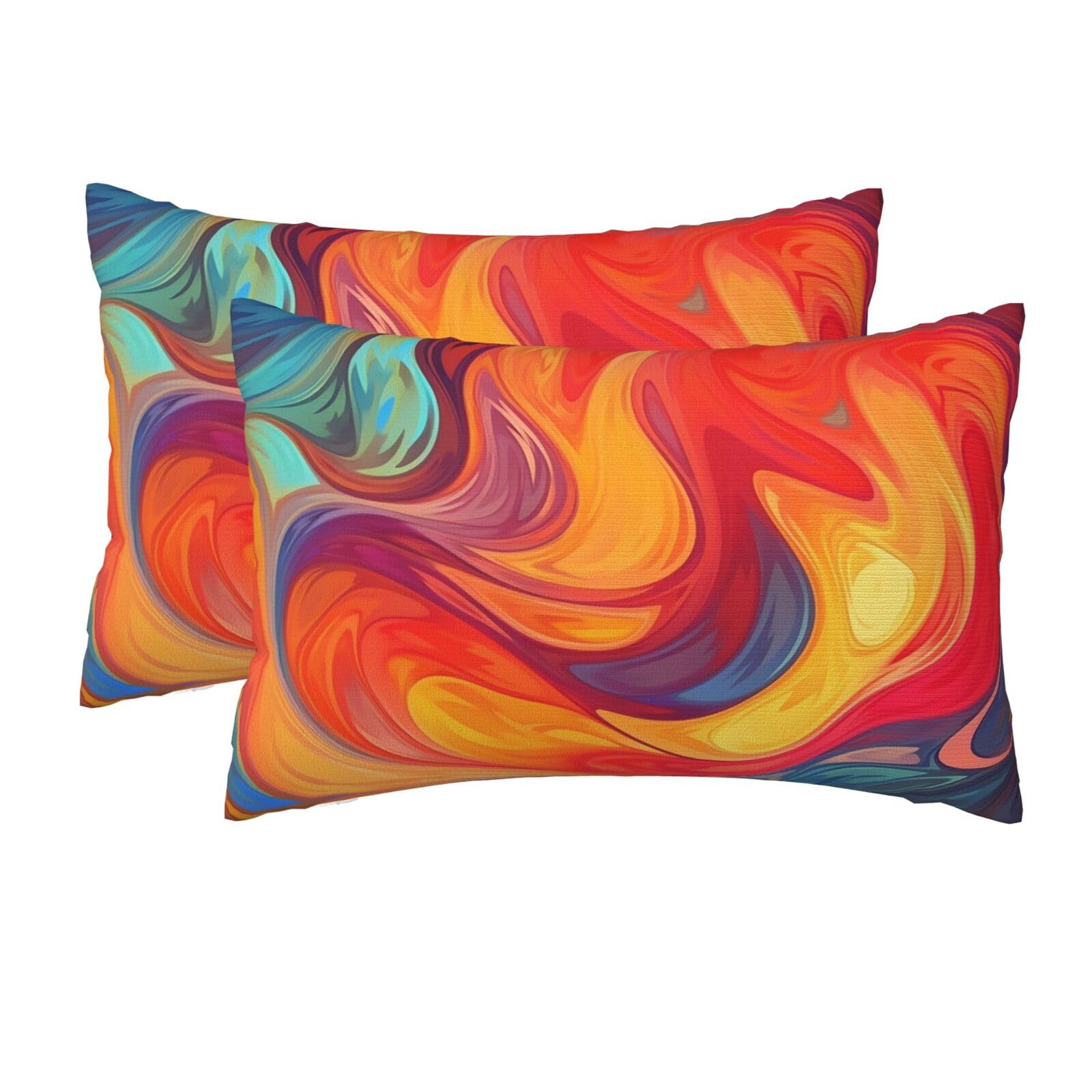 2 Pack Queen Pillow Cases with Hidden Zipper, Soft Breathable Pillow Covers for Hair and Skin, Artistic Effect Colorful Pillowcases 20"x30" Bed Pillow Protectors Cover for Sleeping Gifts