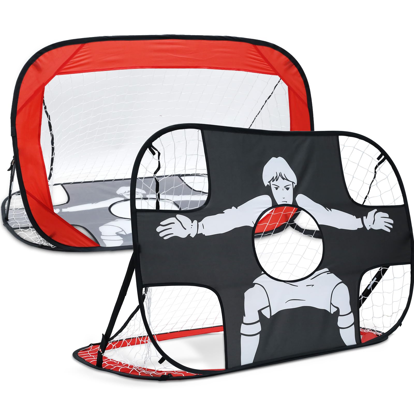 Juego de portería de fútbol infantil para jardín y niños, portería de fútbol 2 en 1, para abrir con pared, puerta plegable con paño objetivo y bolsa de transporte para jardín e interior