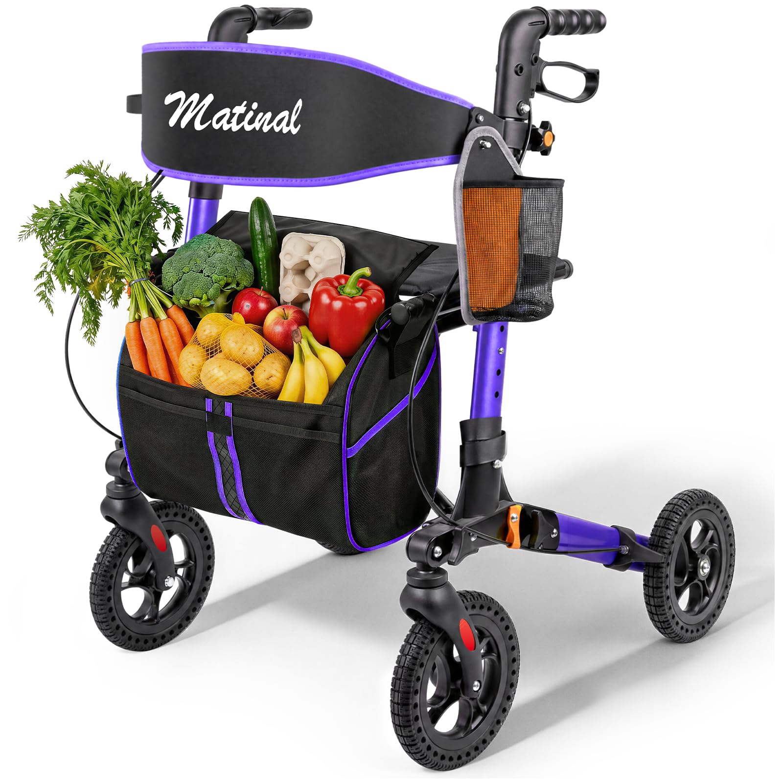 Rollator für Senioren, leichter, faltbarer All-Terrain-Rollator mit Sitz