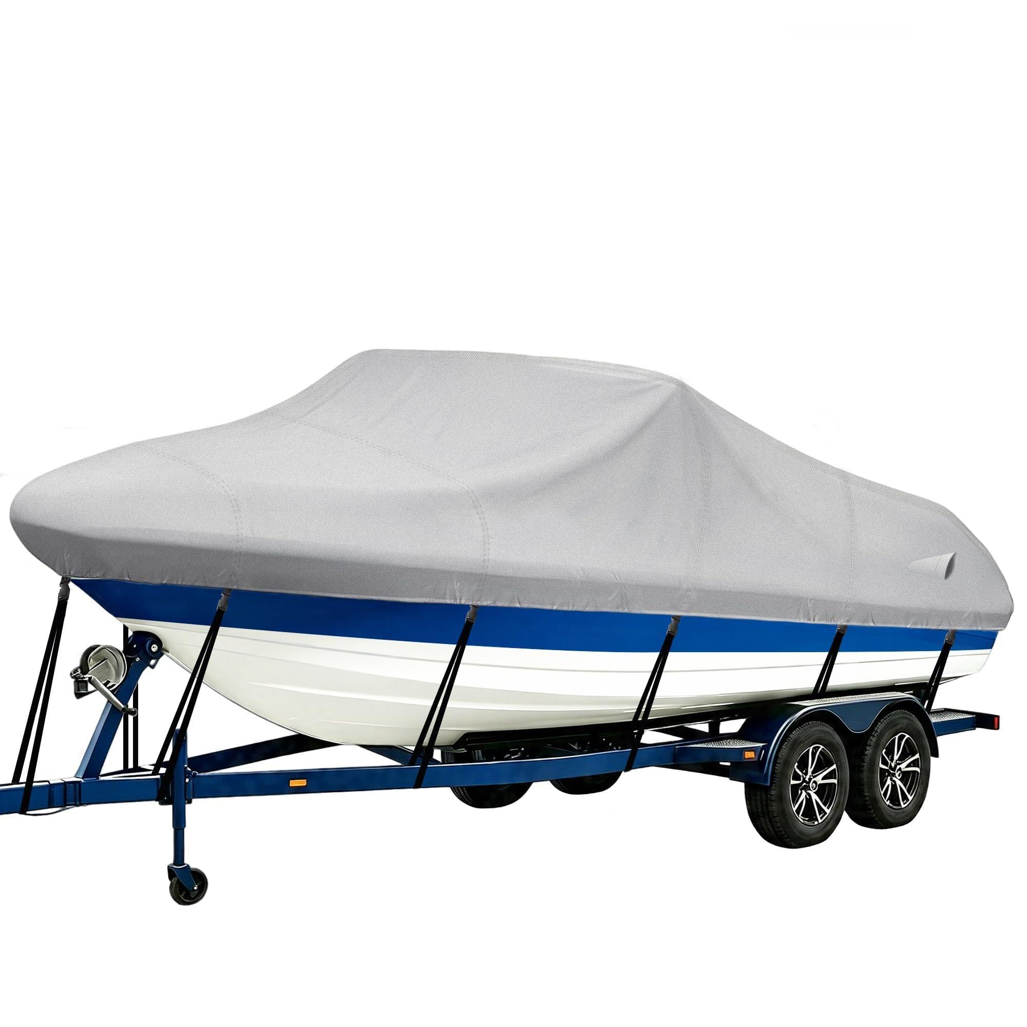 iCOVER Trailerable Boat Cover- 17'-19' 800D Water Proof Heavy Duty, Fits V-Hull, Fish&amp;Ski, Pro-Style, Fishing, Utiltiy, Runabout, Bass Boats, up to 17ft-19ft Long and 96" Wide