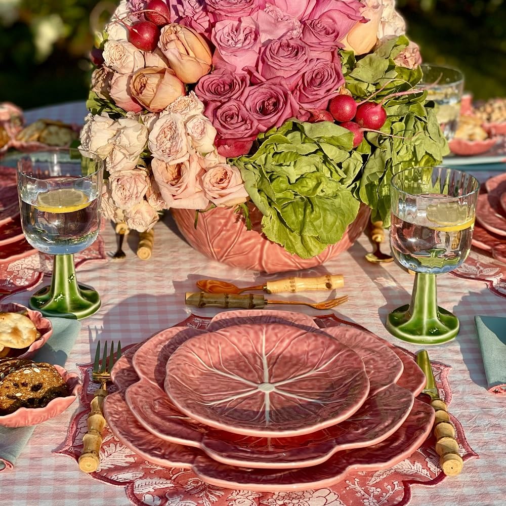 B ハマースレイ T.GOOD ピンクローズ カバードディッシュ ケーキプレート Amazon.com | Bordallo Pinheiro Pink Cabbage Charger Plate Set of 2