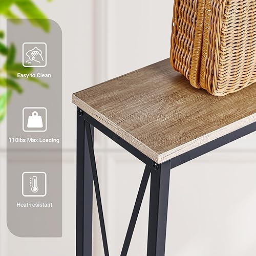 Miniatura 6 de ELYKEN Mesa de sofá de consola estrecha de 5.9 pulgadas con tomas de corriente, 5.9 pulgadas de profundidad x 63 pulgadas de ancho x 31.5 pulgadas