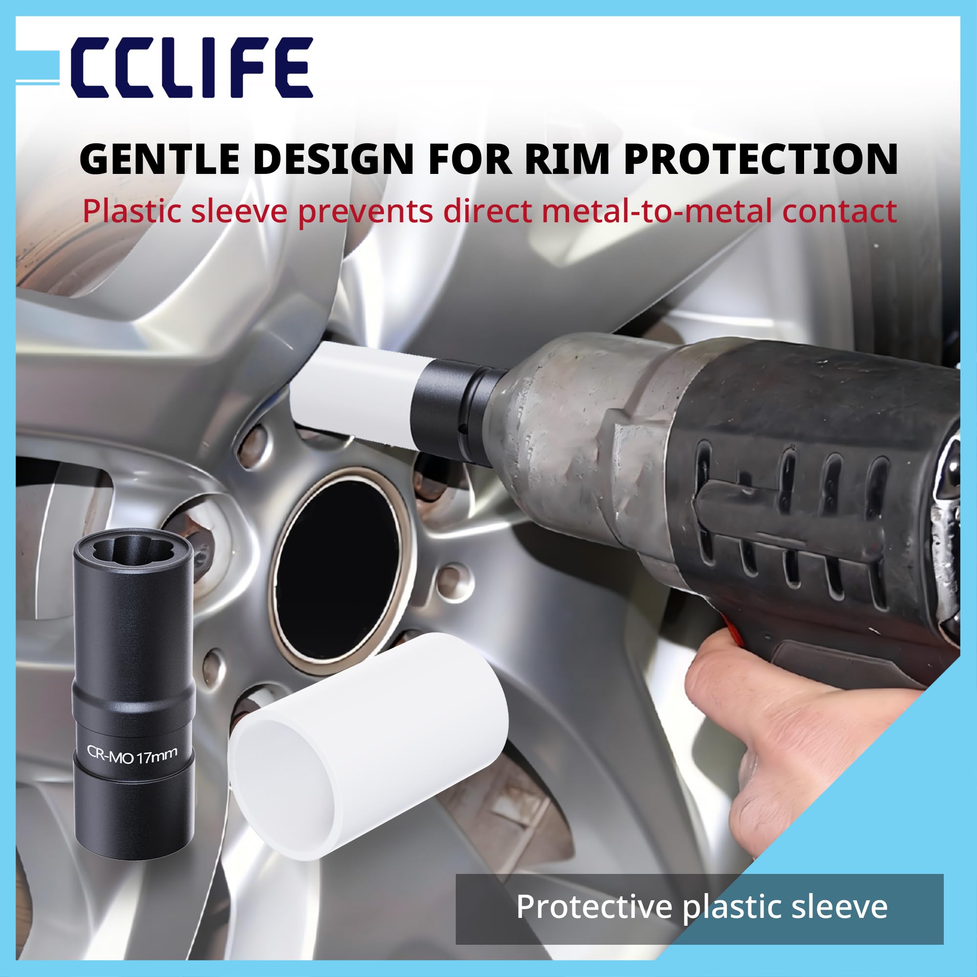 CCLIFE Set di 18 dadi per ruota da 1/2" – per Tesla, Mercedes, Hyundai – con protezione cerchione, acciaio Cr-Mo, codifica colore e funzione Twist