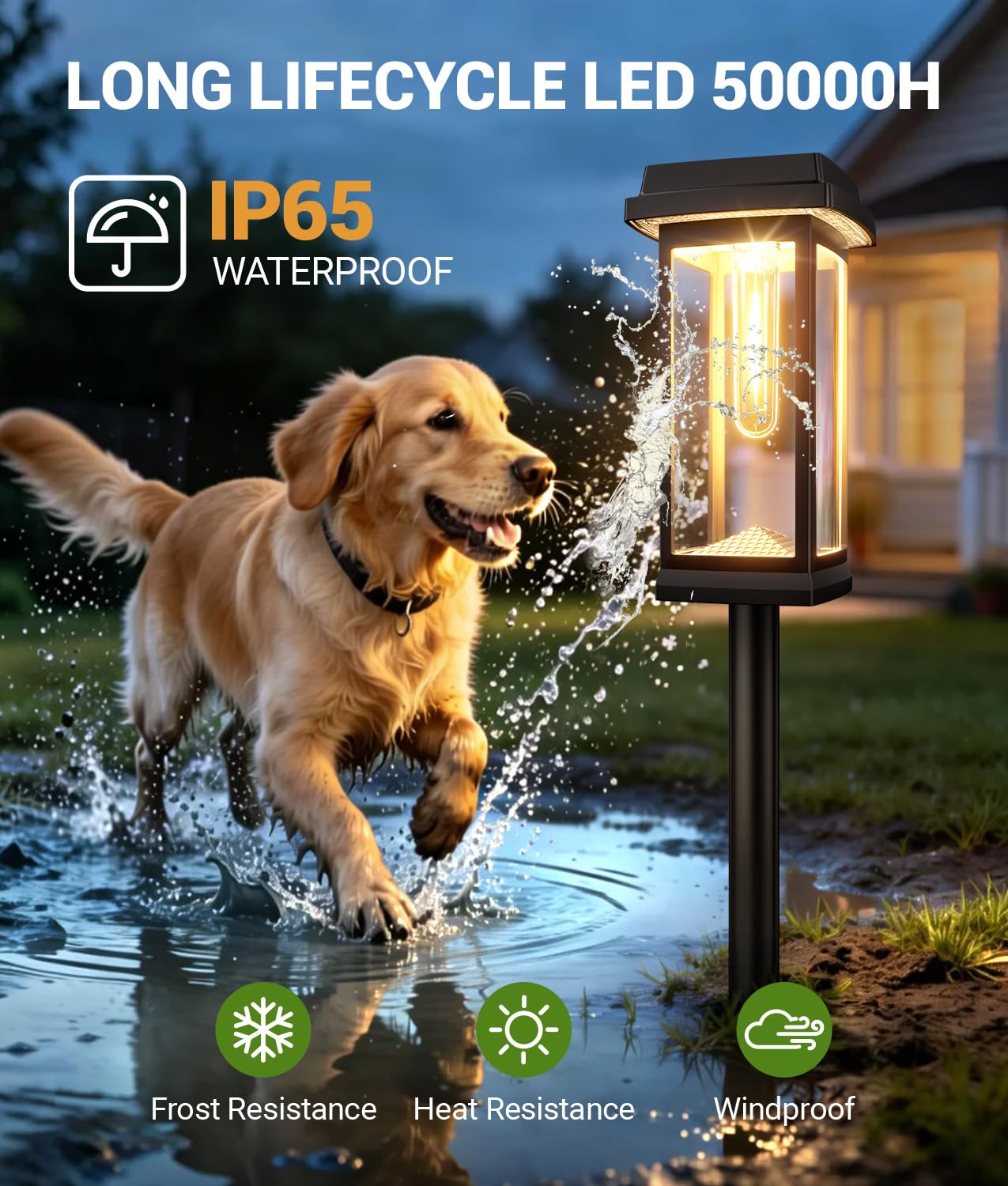 RECHOO Solarlampen für Außen Garten 4 Stück, 3000K Warmweiße Solarleuchten Garten mit Metall Erdspießen & 2 Lichtmodi, IP65 Wasserdicht Solarleuchten für Außen, Geschenk für Gartendeko, Weg, Terrasse