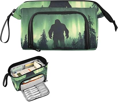 Aurora Sky Sasquatch Large Pencil Case - Large Capacity Cool Pencil Pouch Portable Handle for School Office Teens Adults
