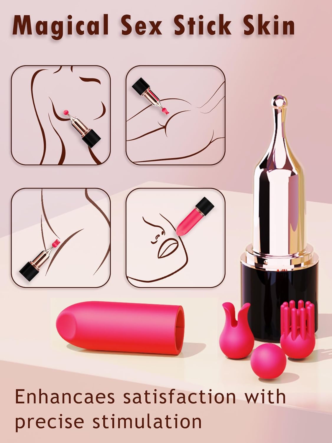Adult Sex Toys Lipstick Vibrator - Mini Vibrators for Clit, G-Spot & Nipple Stimulation, Rechargeable & Discreet Electric Massagers, Waterproof Portable Toys Women Couples Sex Toys