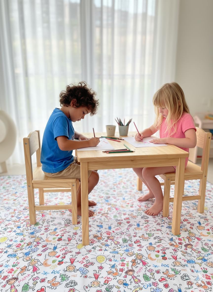 Waterproof High Chair Splat Mat – Machine Washable Floor & Table Protector for Baby Feeding, Art & Crafts, Outdoor Use (Family, 57x83 Inch)