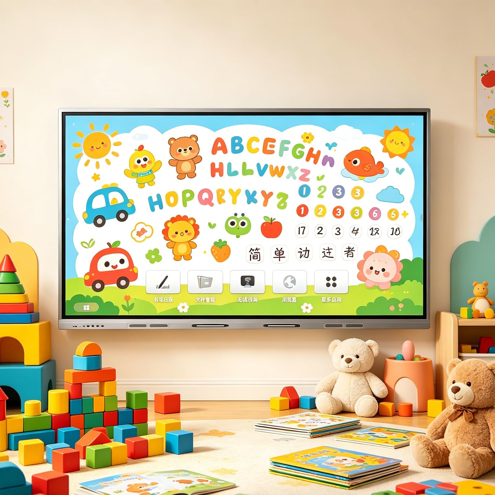 Interaktives Whiteboard Touchscreen Display Dual-System blendfestes gehärtetes Glase kratzfest stoßfest und abweisend gegen Fingerabdrücke fur Buro Home-Office(1431 * 805mm/56.33 * 31.69in)