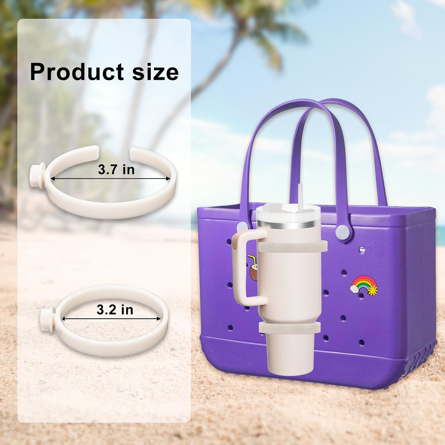 2 Pack Cup Holder for Bag, Adjustable Drink Holder Attachment for Stanley 40oz/30oz Tumbler, Compatible with Beach Totes