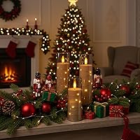 Vista 3 de Raycare Flameless Candle with Remote Timer, 3 Flickering Acrylic Battery Operated LED Pillar Candles with Embedded Star String for Christmas, Home