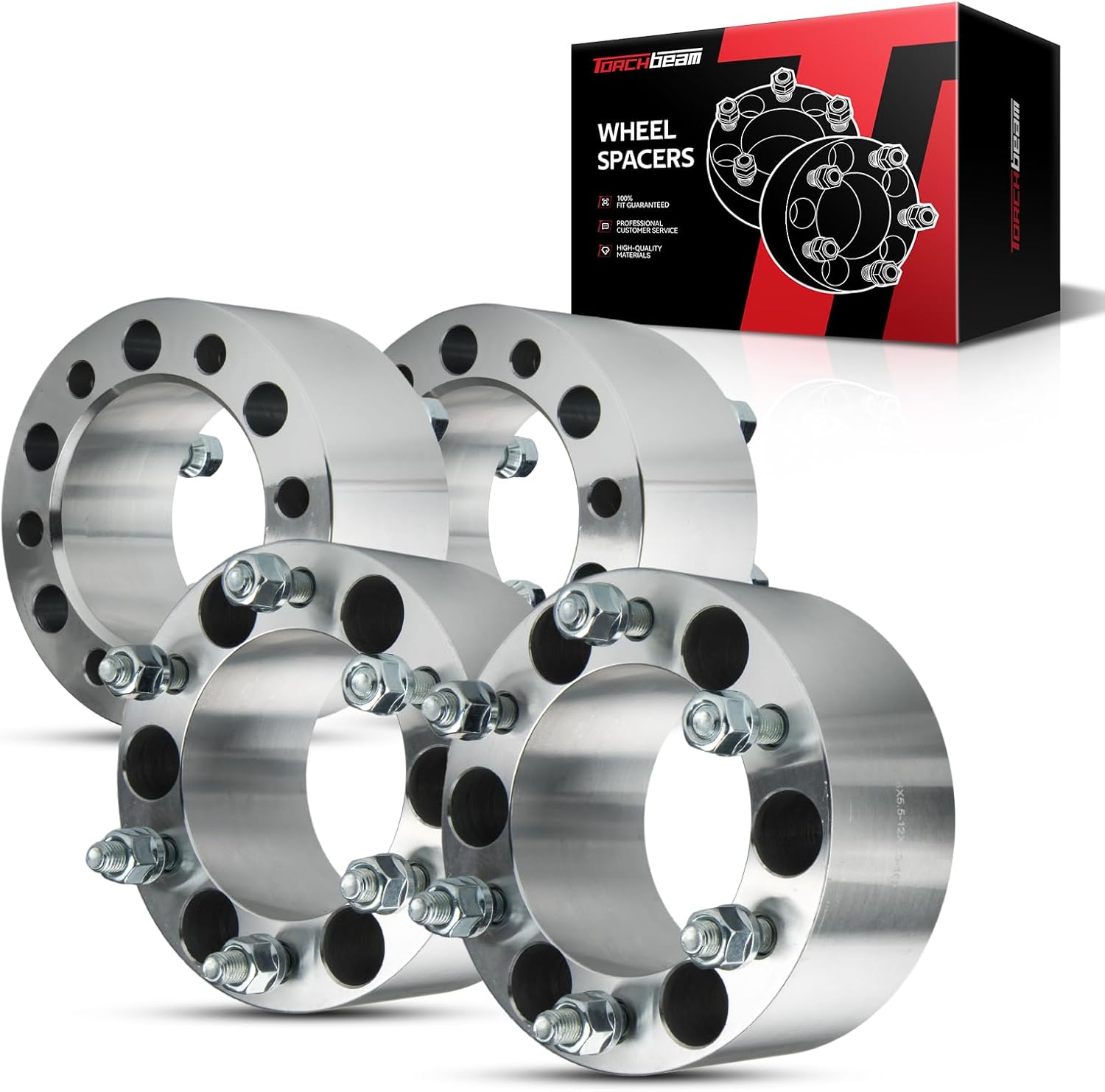 Torchbeam 6x5.5“ Wheel Spacer 3 inch for 2004-2012 Colorado, 108 Hub Bore & M12x1.5 Studs, 6 Lug Wheel Spacer, 4PCS
