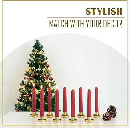 Miniatura 5 de Smtyle Portavelas de Navidad cónicos dorados para velas y candelabros, juego de 9 soportes únicos y llamativos, decoración contemporánea moderna