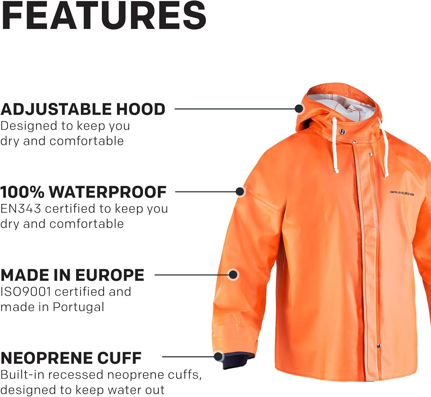 Grundéns Men's Brigg 44 Fishing Parka, Orange - Medium Tall