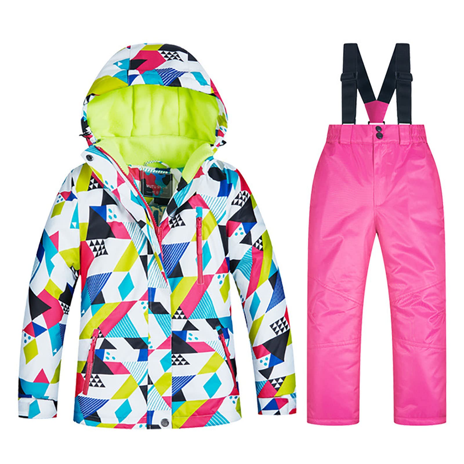 7HAHA3 Children's Winter Snowsuit Snowboard Ski Jacket Pants Set Kids Coat Keep Warm in -40°C/? Universal for Boys Girls,Pink,10T(125cm)