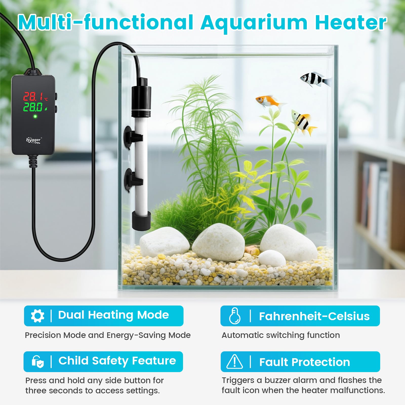 hygger Mini chauffage submersible pour aquarium 300 W