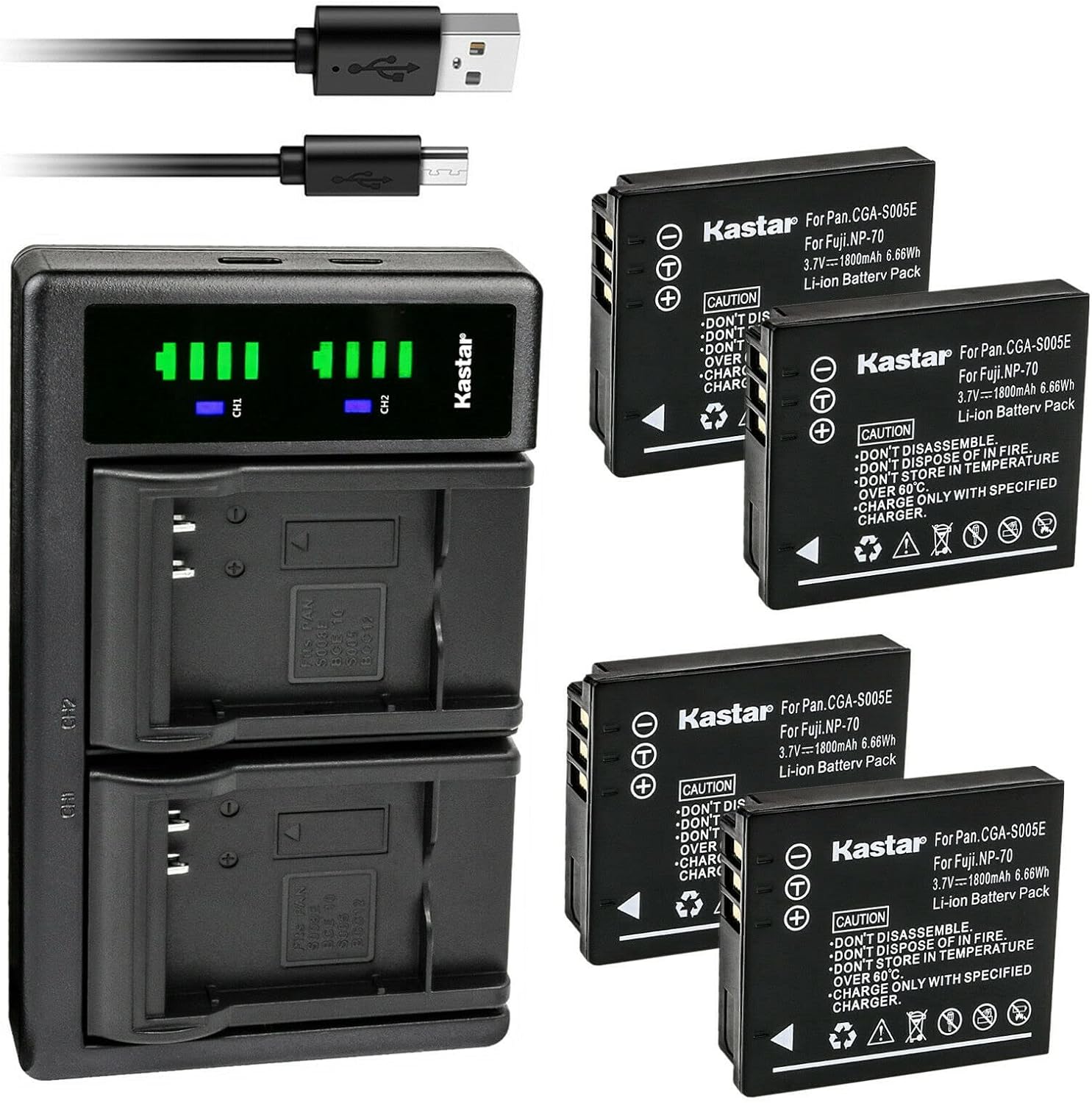 Kastar 4-Pack LB080 Battery and LTD2 USB Charger Replacement for Kodak LB-080 Battery, Kodak PIXPRO SP1, PIXPRO SP1 HD, PIXPRO SP360, PIXPRO SP360 4K, PlaySport Zx5, SP1-YL3, PIXPRO ORBIT360 4K Camera