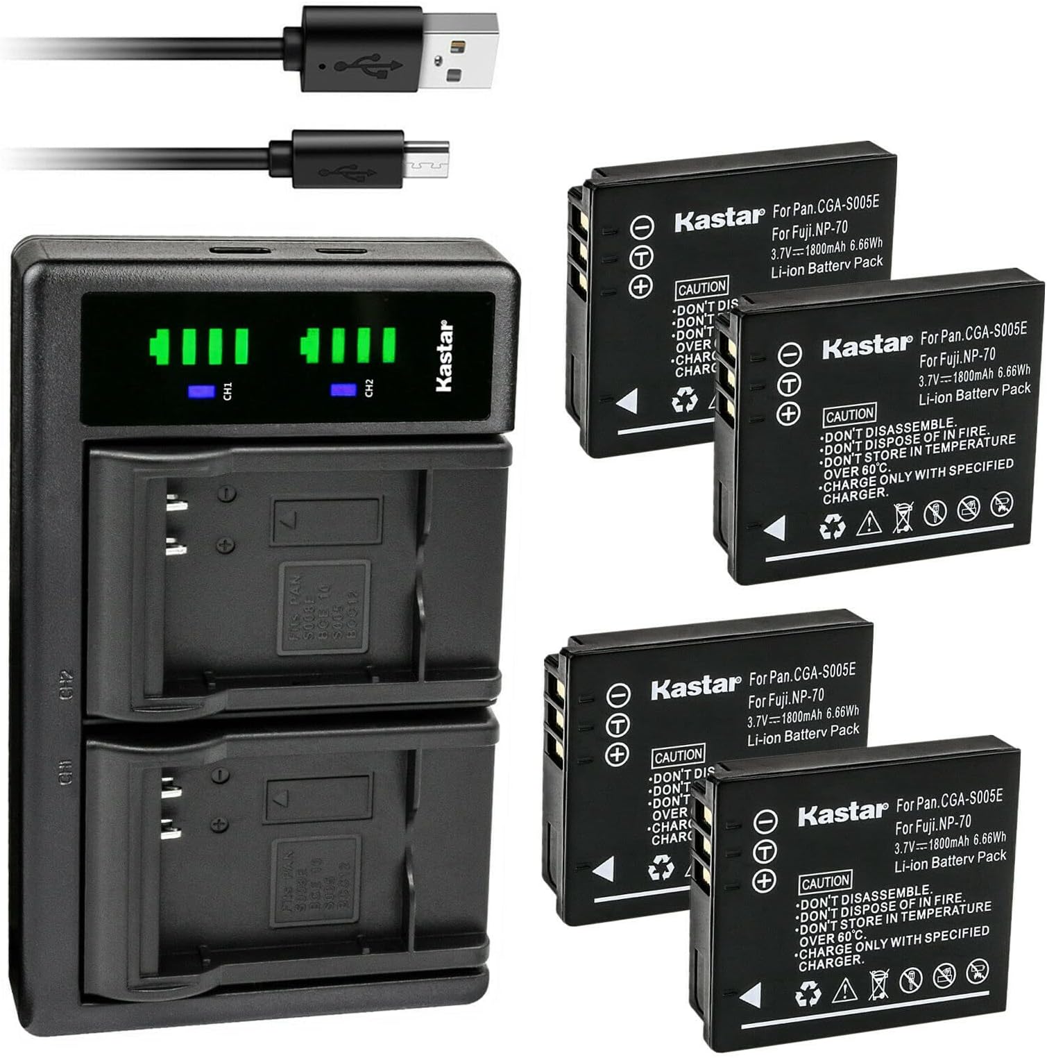 Kastar 4-Pack LB080 Battery and LTD2 USB Charger Replacement for Kodak LB-080 Battery, Kodak PIXPRO SP1, PIXPRO SP1 HD, PIXPRO SP360, PIXPRO SP360 4K, PlaySport Zx5, SP1-YL3, PIXPRO ORBIT360 4K Camera