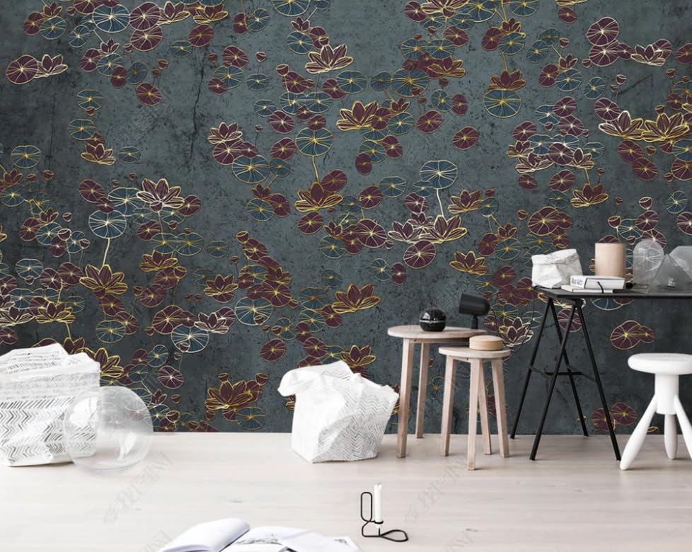 Papier peint fleurs de lotus 400x280cm grand format non tissé salon