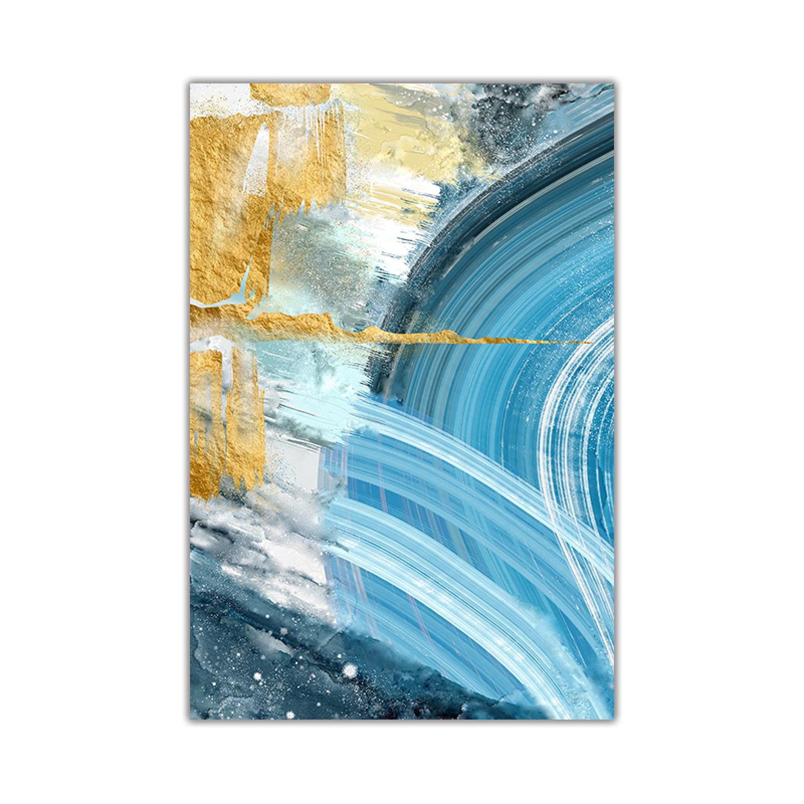 Rumlly Niebieska złota farba Splash Abstrakcyjny Plakat Druk Nowoczesny Wystrój Domu Sztuka ścienna Płótno Malarstwo Nordic Living Room Decor Picture 70 x 100 cm Bezramowe