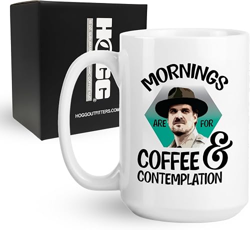 Hogg Mornings are for Coffee and Contemplation Mug, 15 oz Ceramic Cup, Mornings are for Coffee and Contemplation