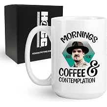 Hogg Mornings are for Coffee and Contemplation Mug, 15 oz Ceramic Cup, Mornings are for Coffee and Contemplation