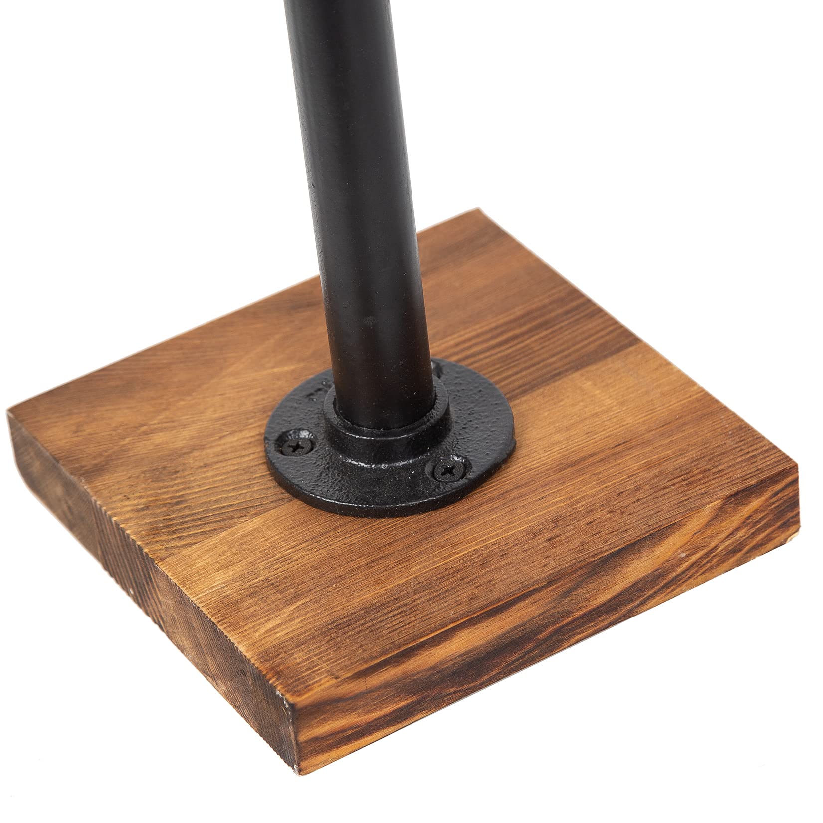 Toallero de papel con diseño de tubería de hierro industrial rústico con base de madera maciza, dispensador de rollos de toallas de papel para cocina, baño, sala de estar, oficina (marrón oscuro) 6