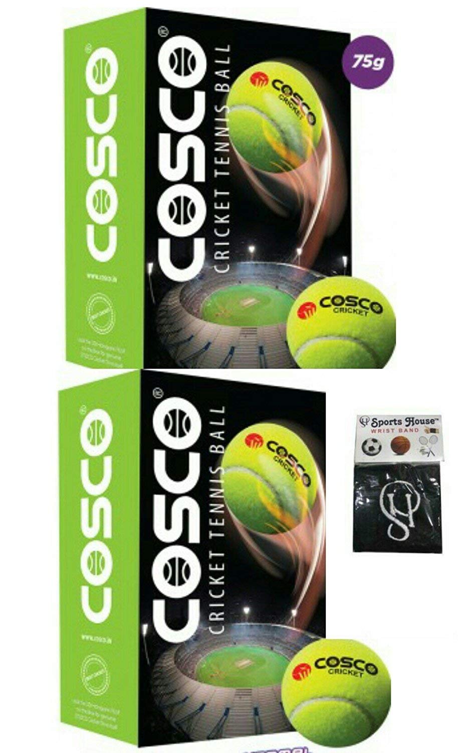Cosco Light Cricket Tennis Balls (Pack of 12) with SportsHouse Wrist Band -Yellow (B07N89Y3CH) Amazon Price History, Amazon Price Tracker