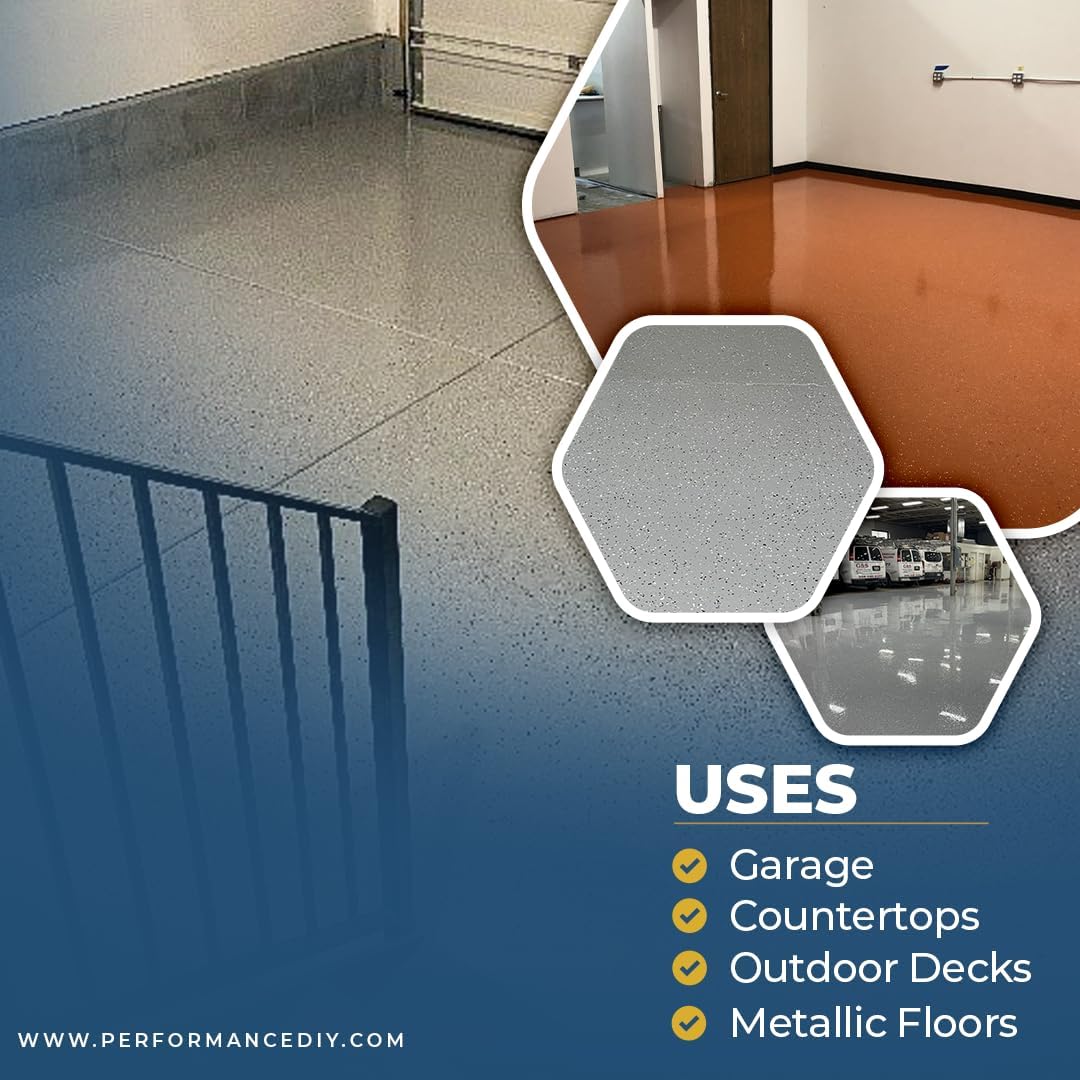 PerformanceDIY Good Kit 15 Gallon Epoxy Floor Coating- Black Base with Blue Blend 1/4" flakes-Light Flake Coverage,Covers 2,500 sq. ft.-for Garage,Basement, Patio,Commercial Floors,Concrete-Non-Toxic