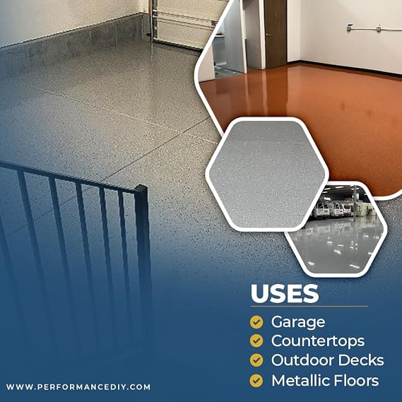 PerformanceDIY Good Kit 15 Gallon Epoxy Floor Coating-Tan Base with HunterBeigeBlend 1/4 flakes-Light Flake Coverage,Covers 2,500 sq.ft.-for Garage,Basement,Patio,Commercial Floors,Concrete-Non-Toxic
