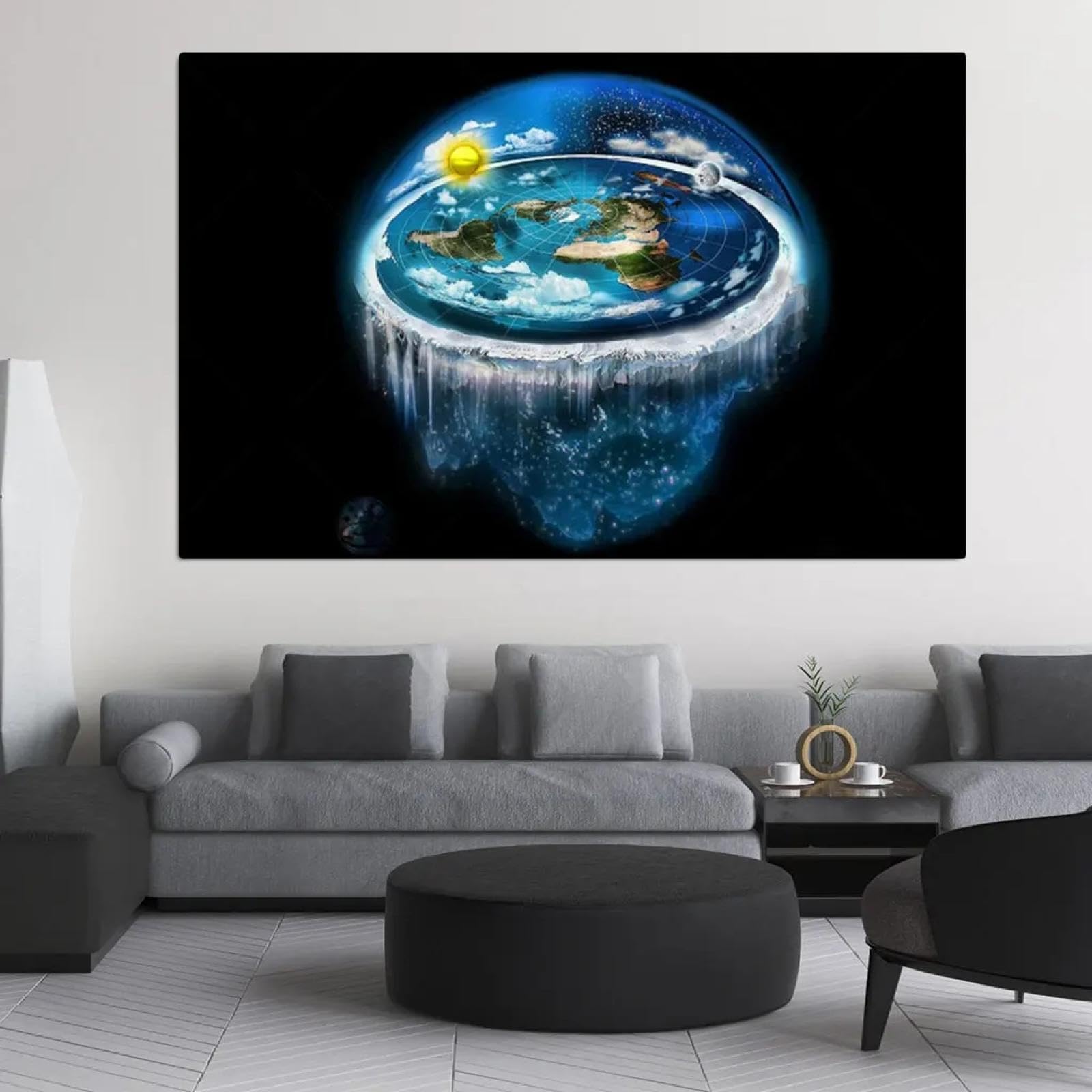XINBAO Flache Erde mit Kuppel-Kunstleinwand, Wanddekoration, Drucke im abstrakten Stil, Malerei-Poster, Bild, Wohnzimmer, Heimdekoration, 40 x 60 cm, rahmenlos