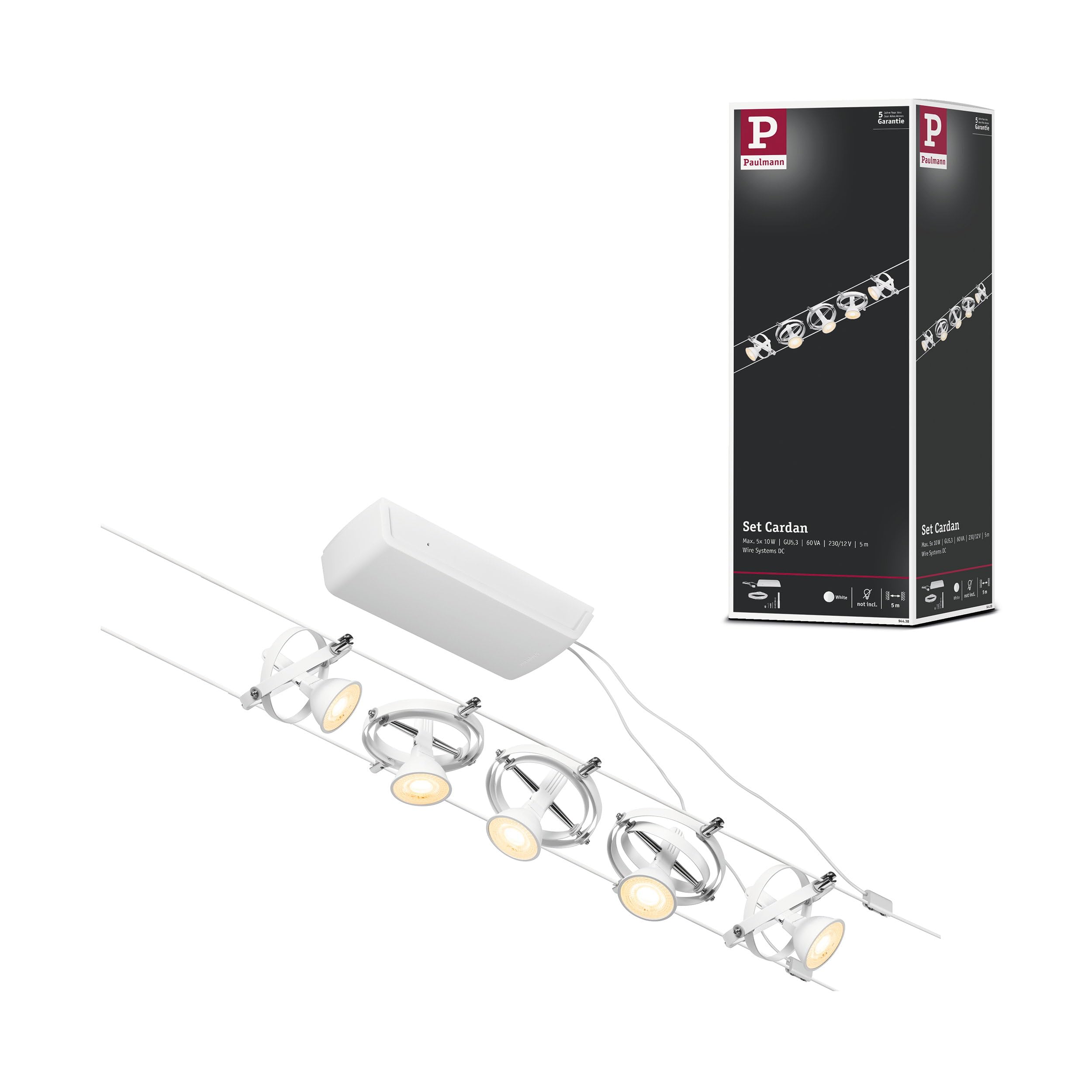 Paulmann Wire Cardan Cable System 5-Bulb 5 M White