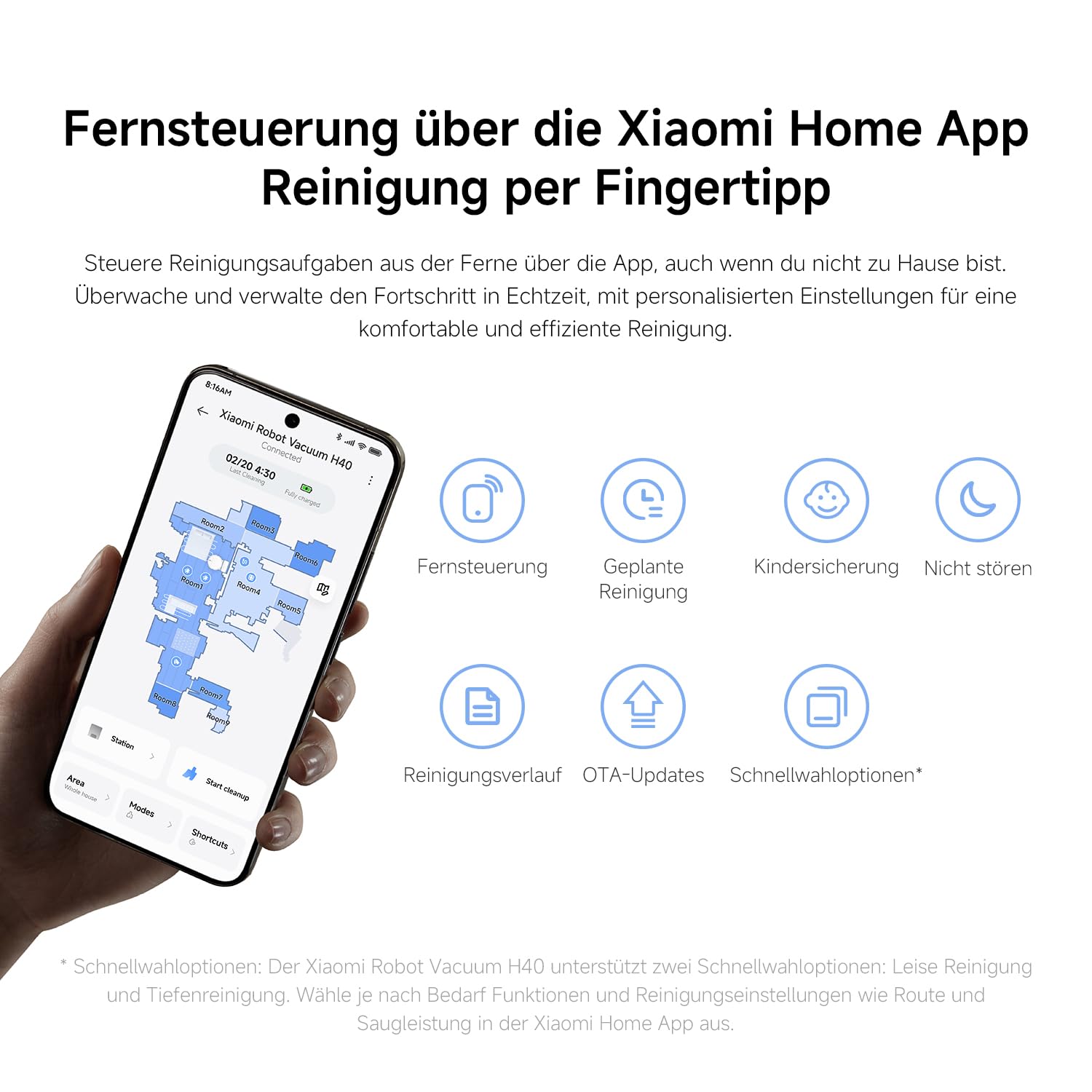 XIAOMI H40 Saugroboter, 10000Pa, LDS-Navigation, smarte Kartierung, Anti-Verwicklung, Auto-Entleerung, 180 Min Laufzeit, Home App & Sprachsteuerung